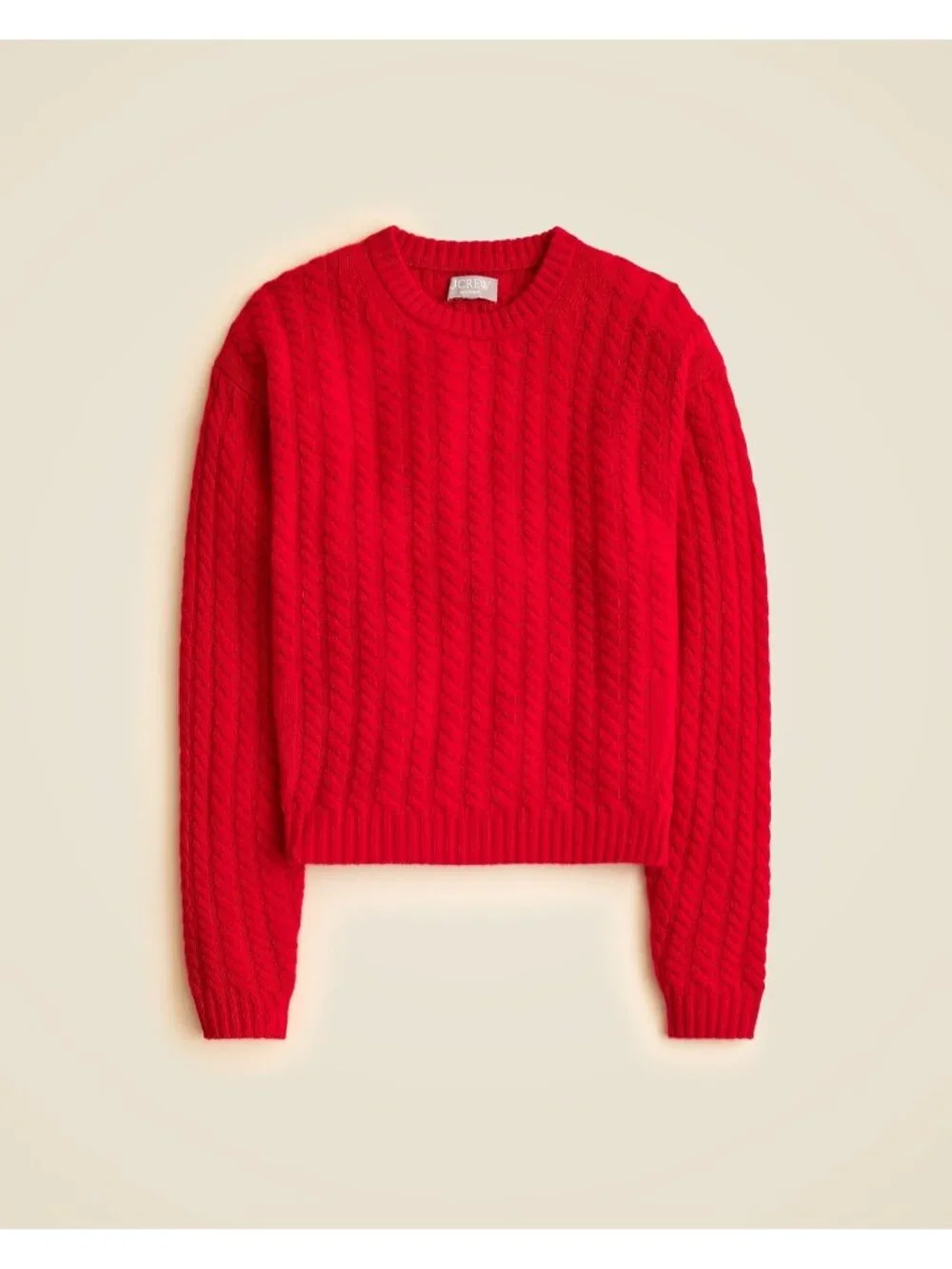 NWT J.Crew Perfect Cashmere Cable-knit Crewneck Sweater in Radiant Ruby Red S